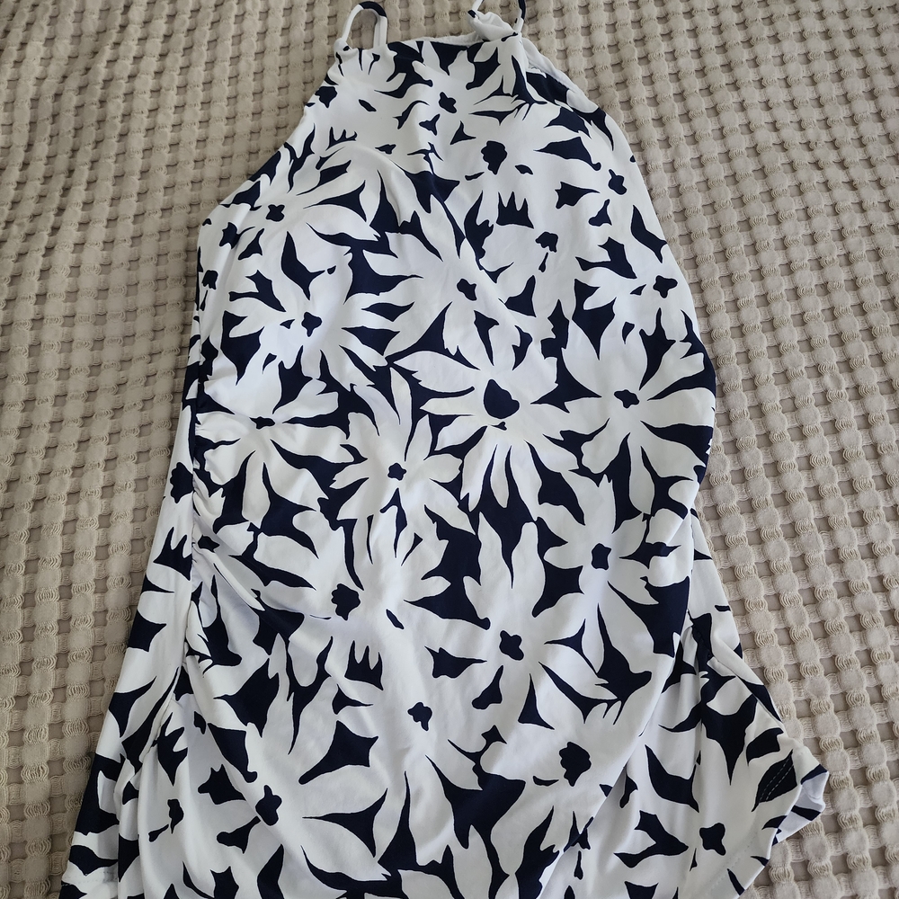 Navy And White Anne Cole Halter Swim Top